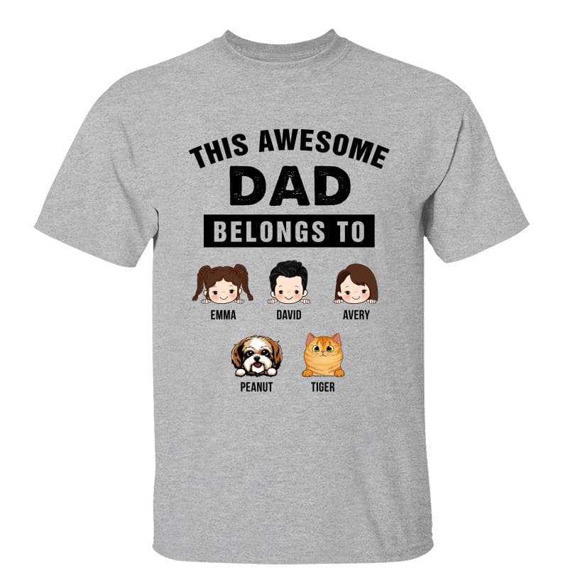 Dad Belongs To Kids Dogs Cats Father‘s Day Gift Personalized Shirt