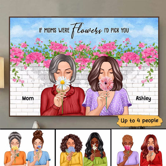 Flower Grandma Mother Daughter Personalized Horizontal Poster