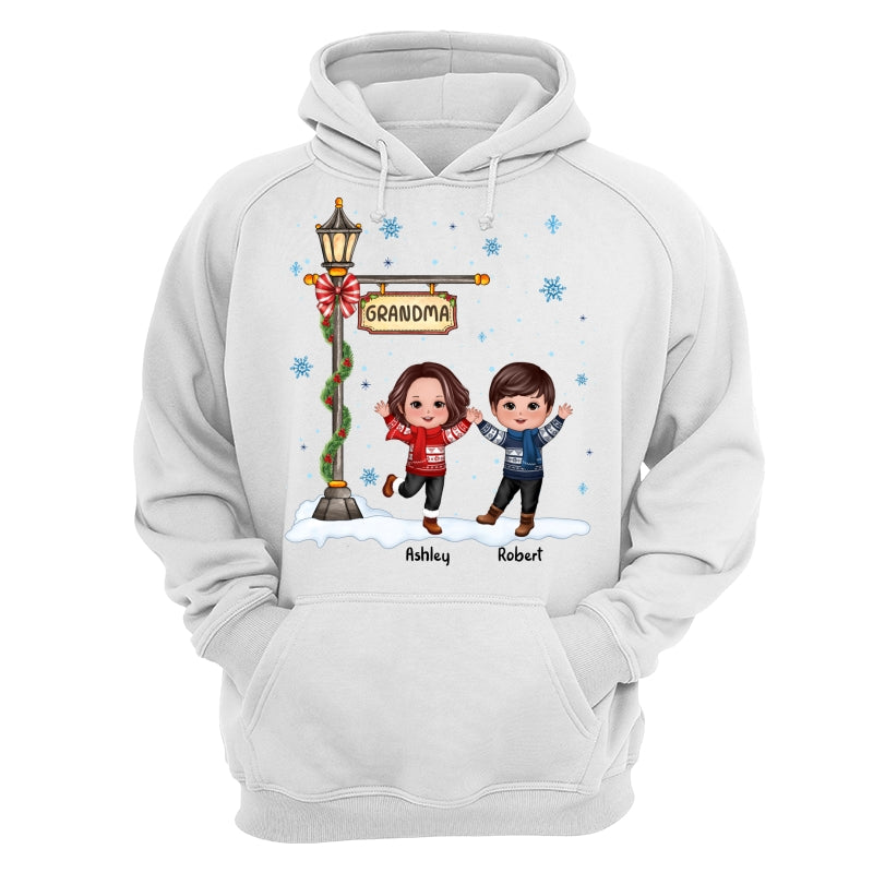 Happy Christmas Doll Kids Under Lamp Post Personalized Shirt