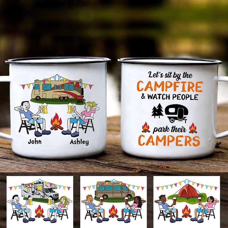 Campfire Mug Camping Couple Watch People Park Their Campers Personalized Campfire Mug 12oz