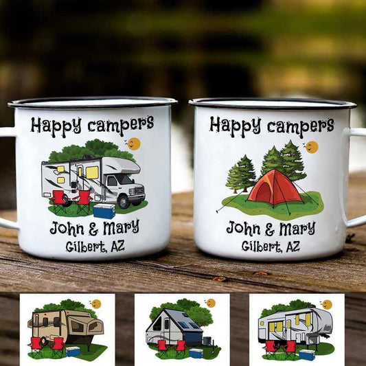 Campfire Mug Happy Campers Campsite Personalized Campfire Mug 12oz