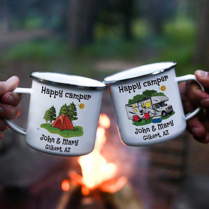 Campfire Mug Happy Campers Campsite Personalized Campfire Mug 12oz