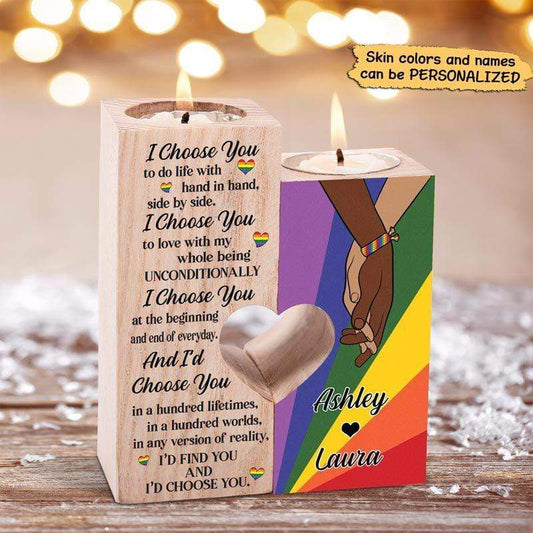 Candle Holder LGBT Couple I Choose You Personalized Candle Holder Onesize