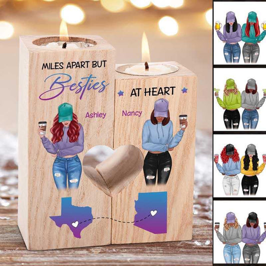 Candle Holder Long Distance Front View Besties Personalized Candle Holder Onesize
