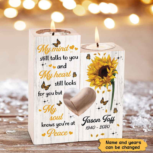 Candle Holder Sunflower My Mind Still Talks To You Memorial Personalized Candle Holder Onesize
