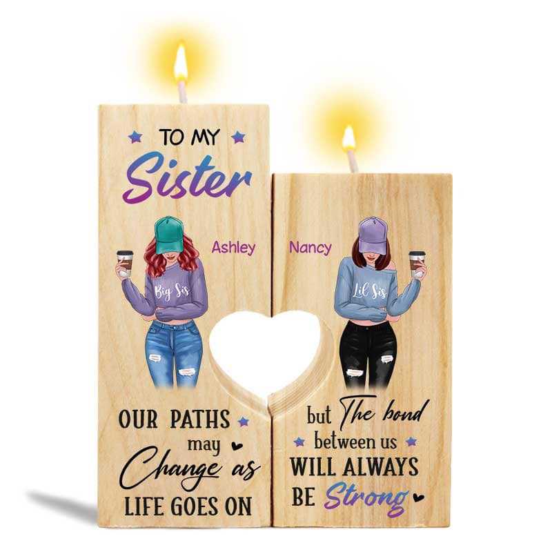 Candle Holder To My Sister Front View Personalized Candle Holder Onesize