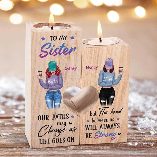 Candle Holder To My Sister Front View Personalized Candle Holder Onesize