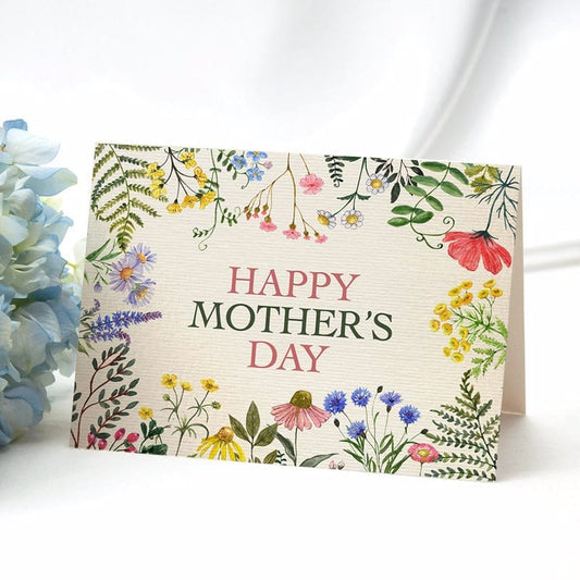 Cards Happy Mother‘s Day Watercolor Wildflower Flower Garden Folded Card 7x5 / Set of 10