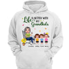 Doll Grandma Sitting With Grandkids In The Garden Personalized Hoodie Sweatshirt