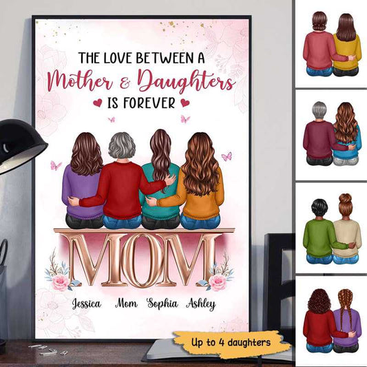 Mother And Daughters On Text Personalized Vertical Poster