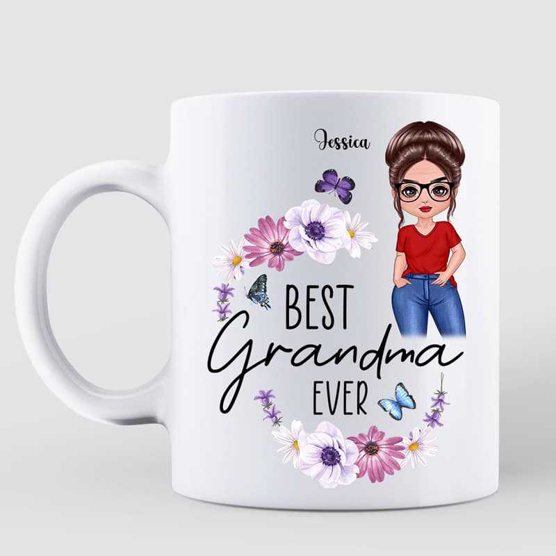 Best Grandma Ever Posing Doll Personalized Mug