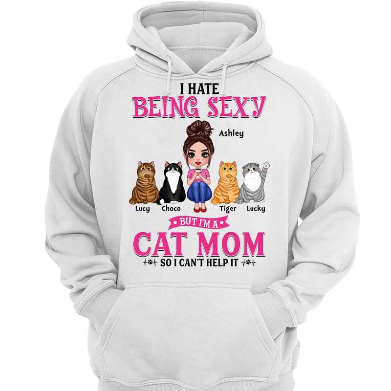 Sexy Cat Mom Personalized Hoodie Sweatshirt
