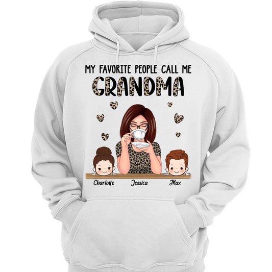 Half Leopard Pattern Favorite People Call Me Grandma Personalized Hoodie Sweatshirt