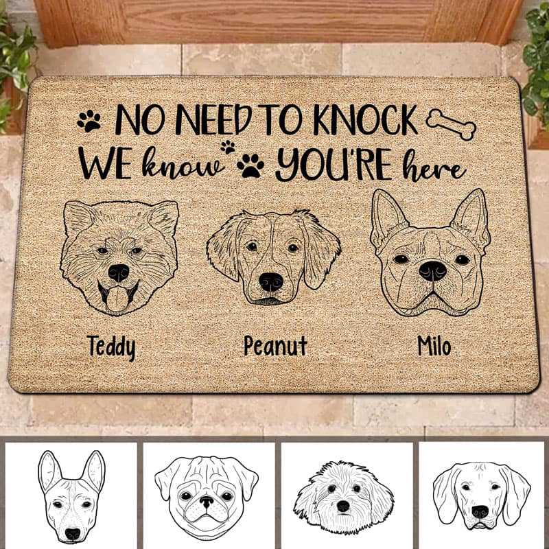 Funny Welcome Simple Dog Outline Personalized Doormat