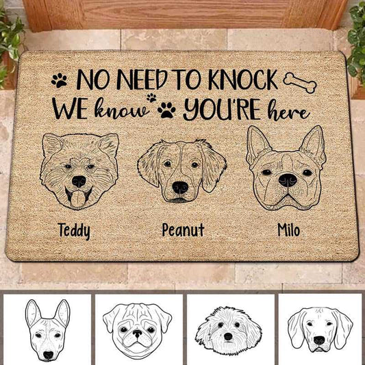 Funny Welcome Simple Dog Outline Personalized Doormat