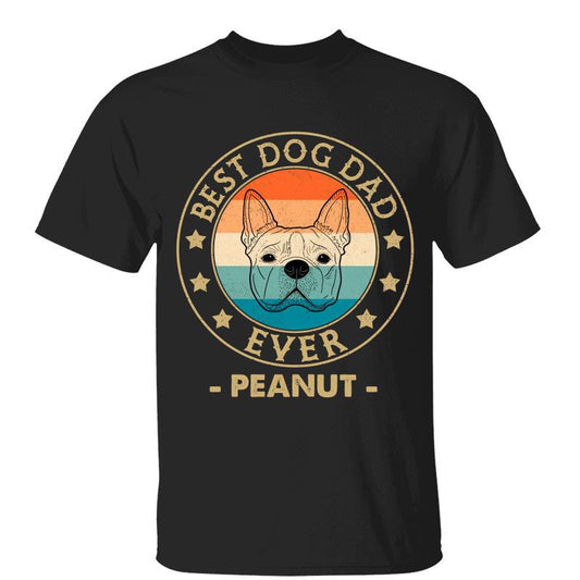 Best Dog Dad Retro Simple Outline Personalized Shirt