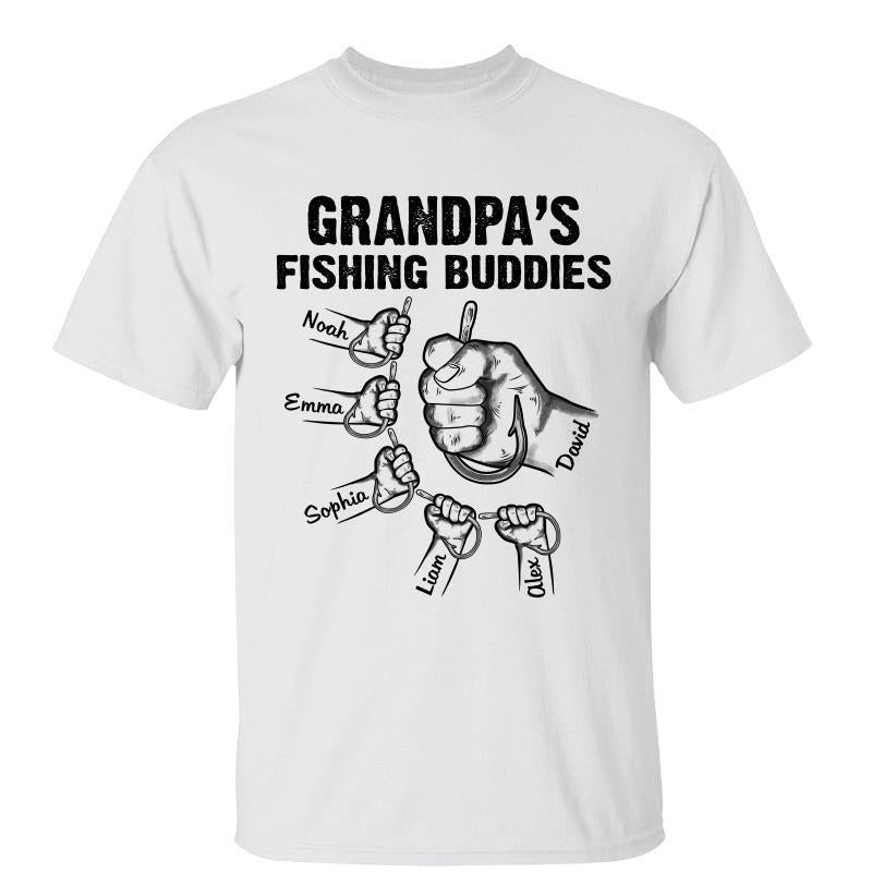 Dad Grandpa Fishing Buddies Simple Hands Personalized Shirt