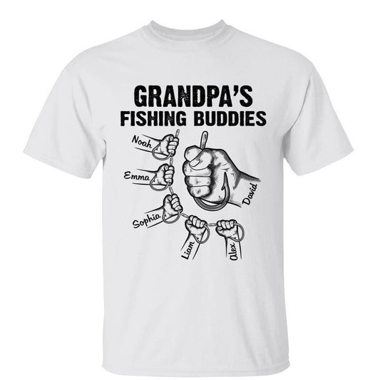Dad Grandpa Fishing Buddies Simple Hands Personalized Shirt