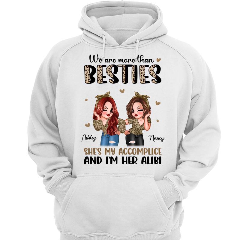 Half Leopard Sassy Women We‘re More Than Besties Personalized Hoodie Sweatshirt