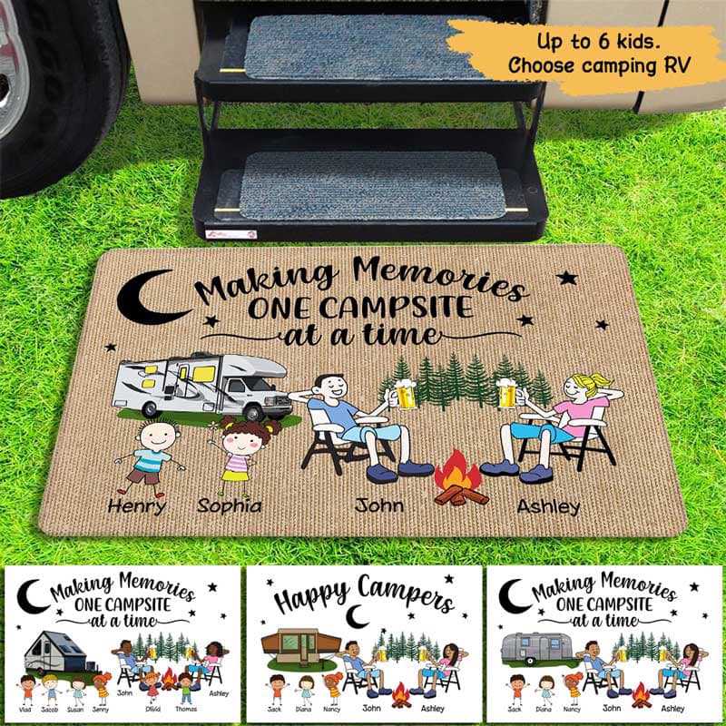 Doormat Camping Happy Campers Stick Personalized Doormat 18x30