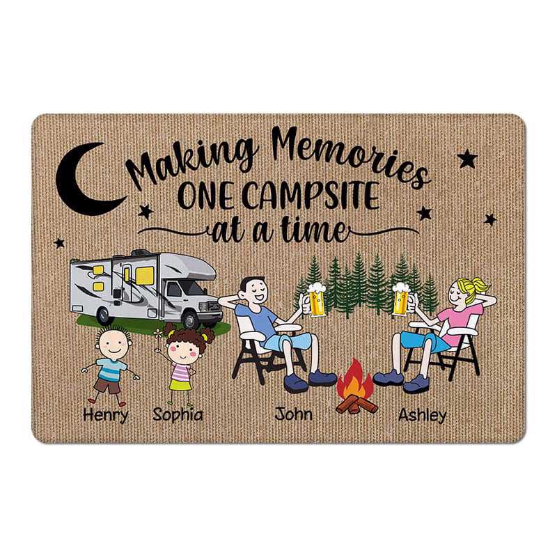 Doormat Camping Happy Campers Stick Personalized Doormat