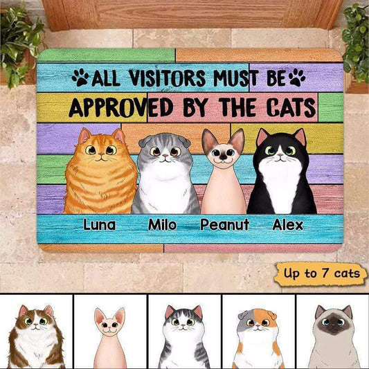Doormat Colorful Wood Texture Cat Welcome Personalized Doormat 16x24