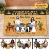 Doormat Crazy Cat Lady Grumpy Old Man With Cats Sitting In House Personalized Doormat 16x24