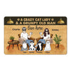Doormat Crazy Cat Lady Grumpy Old Man With Cats Sitting In House Personalized Doormat