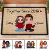 Doormat Doll Couple Sitting Valentine‘s Day Gift For Him For Her Personalized Doormat 16x24