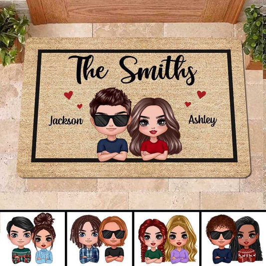 Doormat Doll Couple Welcome Frame Personalized Doormat 16x24