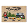 Doormat Doll Woman Man Camping With Dogs Cats Fur Babies Personalized Doormat