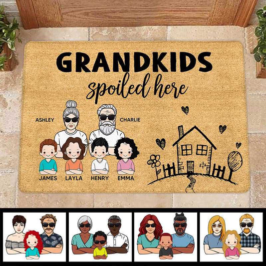 Doormat Grandkids Spoiled Here Grandma Grandpa Kids Personalized Doormat 16x24