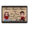 Doormat Home Sweet Home Doll Couple Sitting & Dogs Personalized Doormat