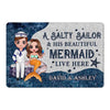 Doormat Salty Sailor & Beautiful Mermaid Live Here Doll Personalized Doormat