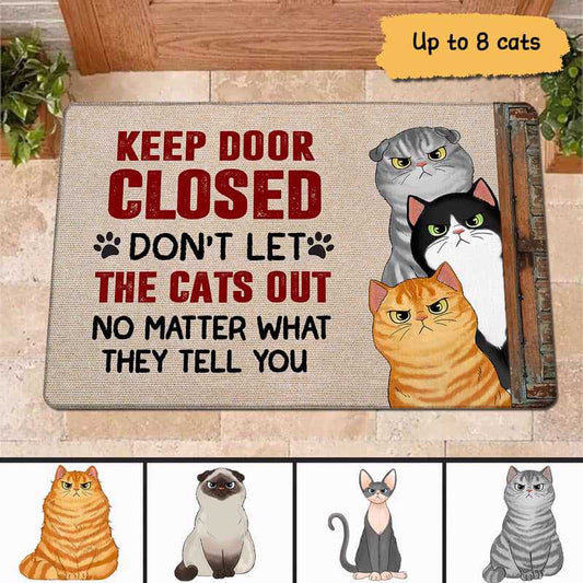 Doormat Sassy Cats Keep The Door Close Personalized Doormat 16x24