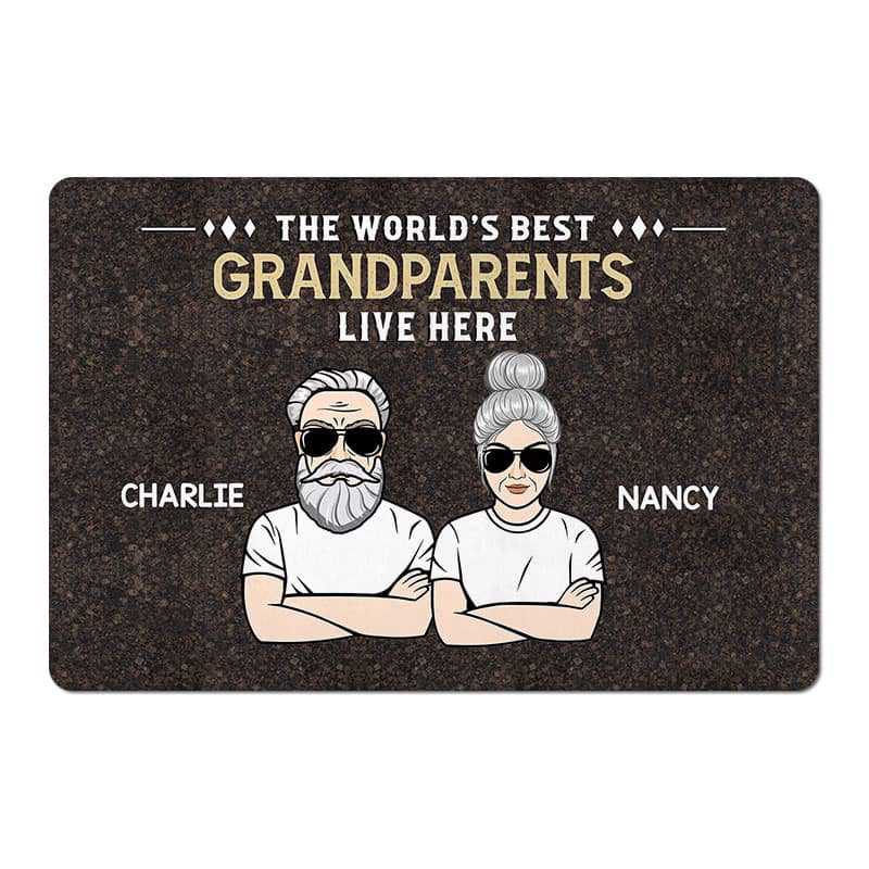 Doormat The World‘s Best Grandparents Live Here Personalized Doormat (Dark Color)