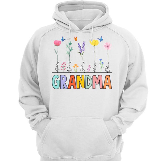 Mom Mama Grandma Flower Personalized Hoodie Sweatshirt