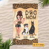 Dog Mom Leopard Pretty Woman Cute Sitting Dog Personalized Beach Towel