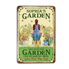 Gardening Girl Back View Into The Garden Personalized Metal Sign