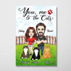 You Me And Cats Caricature Couple Personalized Unframed Poster
