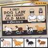 Crazy Dog Lady & Grumpy Old Man Walking Dog Personalized Doormat