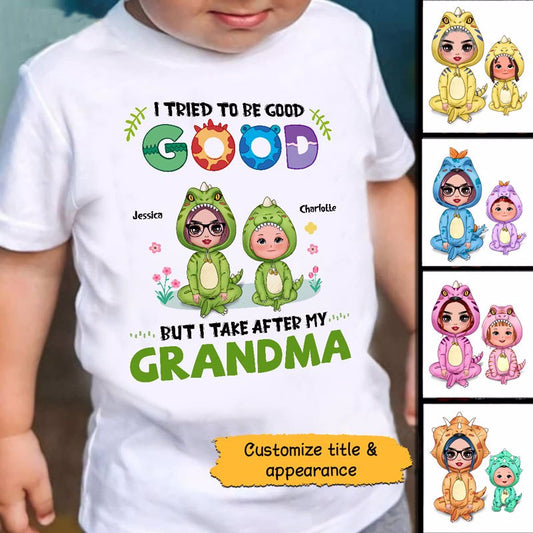 Take After Grandma Dinosaur Costume Doll Kid Personalized Youth Shirt