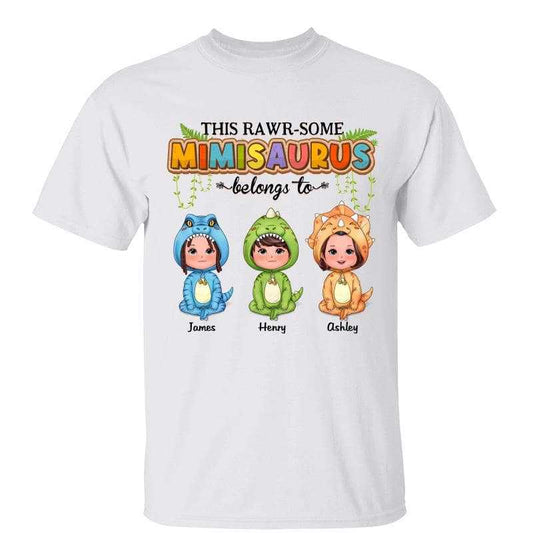 Rawrsome Mom Grandma Belongs To Doll Kid Dinosaur Costume Personalized Shirt
