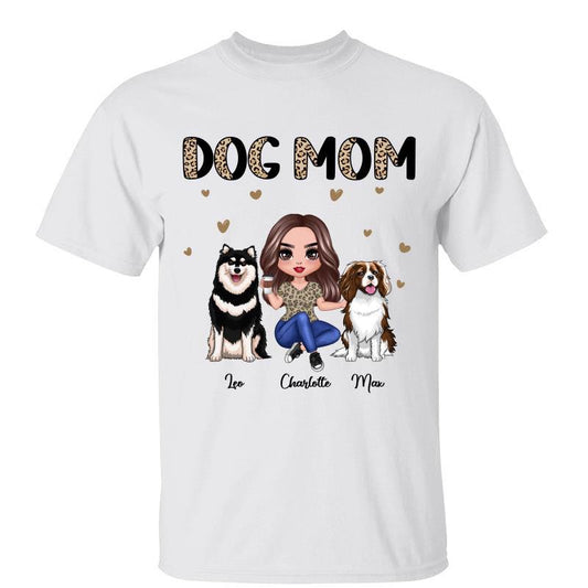 Half Leopard Doll Dog Mom Sitting Personalized Shirt