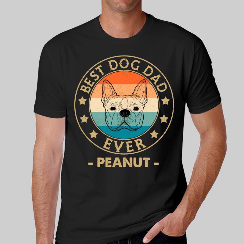 Best Dog Dad Retro Simple Outline Personalized Shirt