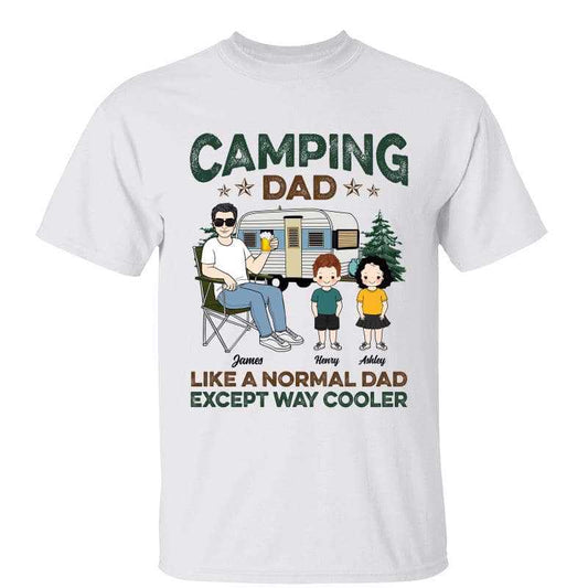 Camping Dad Cooler Man Sitting With Kids Personalized Shirt