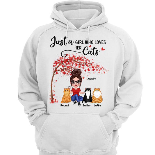 Life Is Better With Cats Sitting Doll Under Tree Personalized Hoodie Sweatshirt