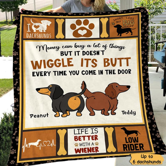 Fleece Blanket Dachshunds Wiggle Butt Personalized Fleece Blanket 30" x 40"