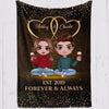 Fleece Blanket Doll Couple Sitting Valentine‘s Day Gift For Him For Her Personalized Fleece Blanket