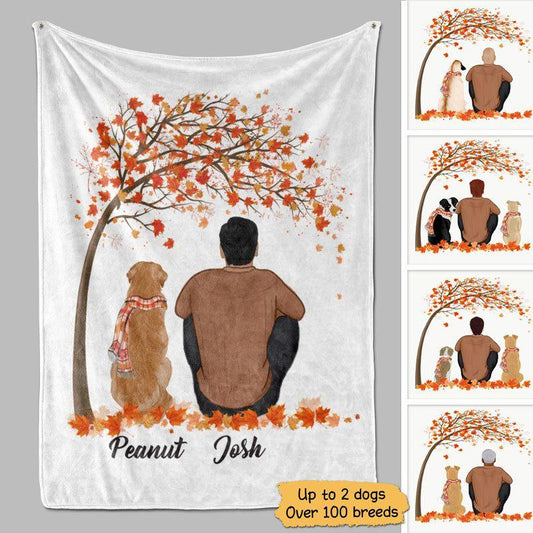 Fleece Blanket Fall Season Dog Dad Life Is Better With Dogs Personalized Fleece Blanket 60" x 80" - BEST SELLER